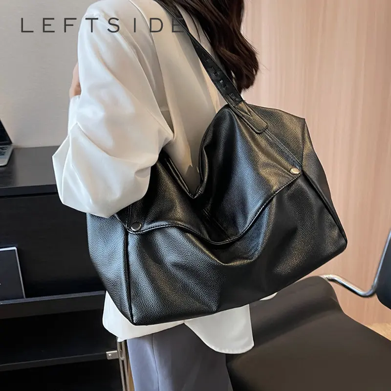 

LEFTSIDE большая сумка через плечо для женщин 2023 Весенняя трендовая винтажная дизайнерская женская кожаная сумка через плечо женские сумки в стиле ретро