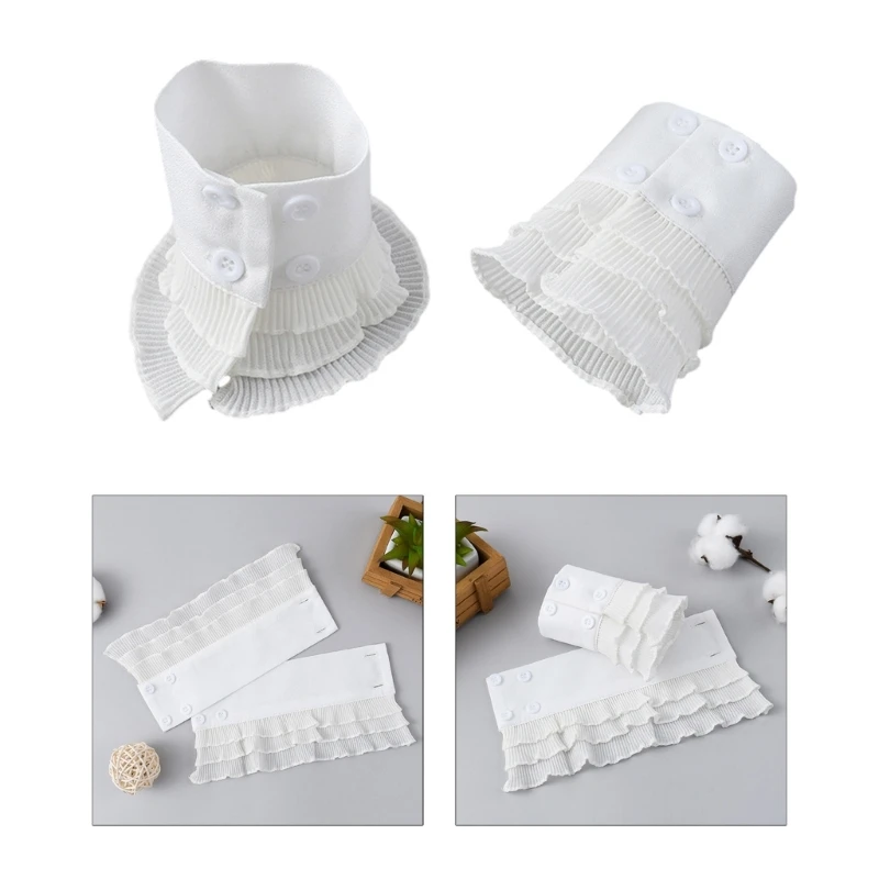 

Woman Decorative Fake Sleeves White Color Fake Cuffs Skirt Sweater Wrist Decors