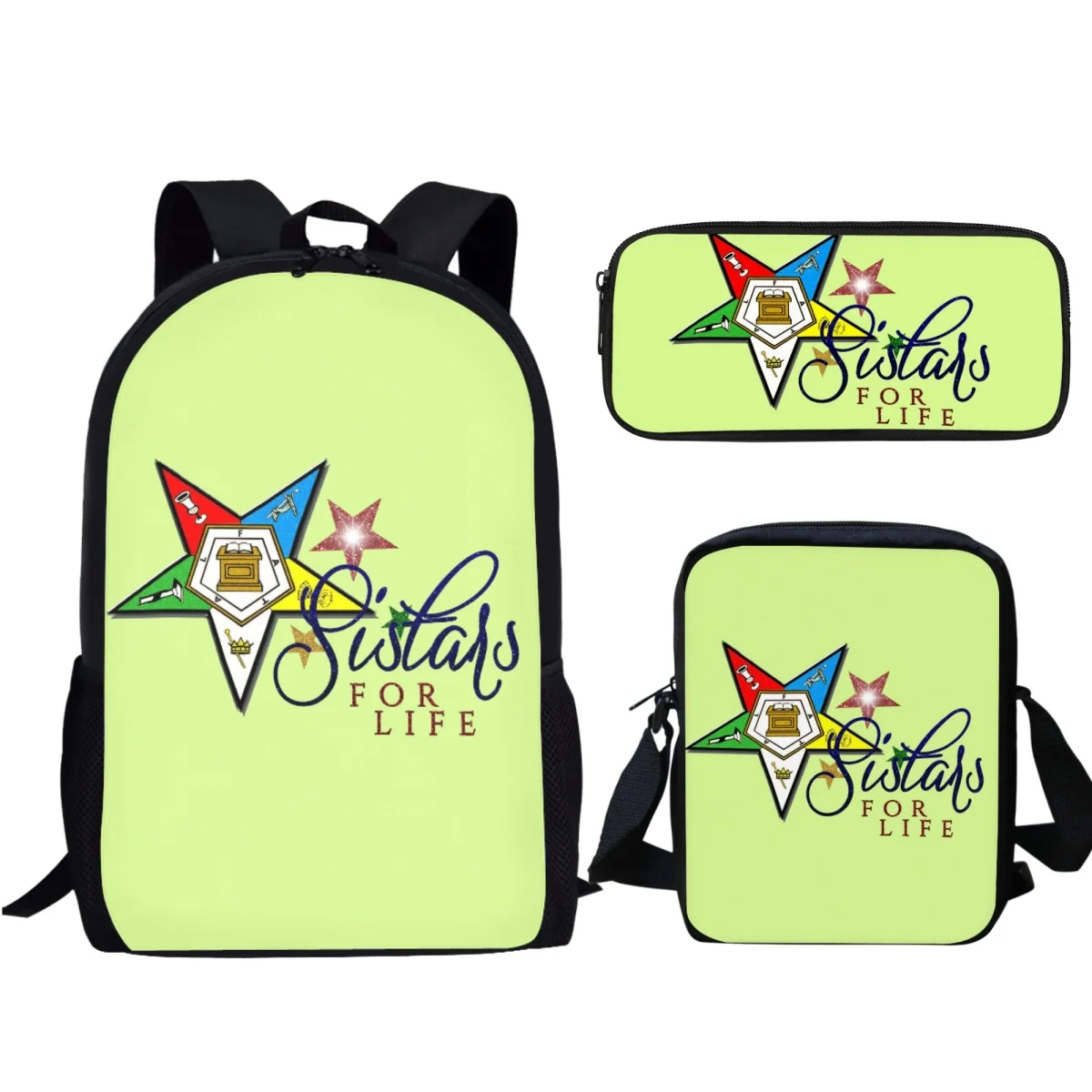 OES Sistars Order Of Eastern Kids School Bags Girls Fashion Student Backpack Back to School 3PCS/Set Boys Book Shoulder Bags