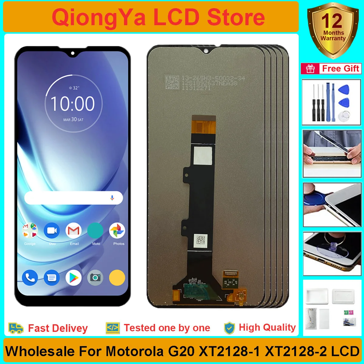 

Wholesale 3/5 PCS 6.5" Original Display For Motorola Moto G20 XT2128 XT2128-1 XT2128-2 LCD with Touch Screen Digitizer Assembly