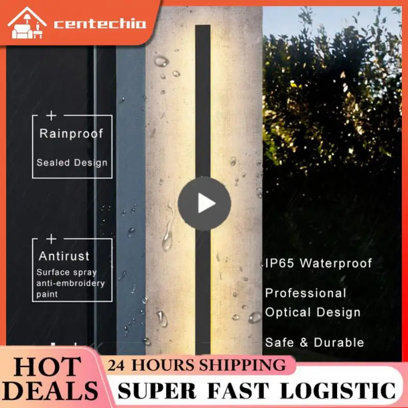 

Aluminum Wall Sconce Lamp Led Strip Modern Outdoor Long Garden Porch Sconce Light Villa Background Bedroom Bedside Hot Wall Lamp