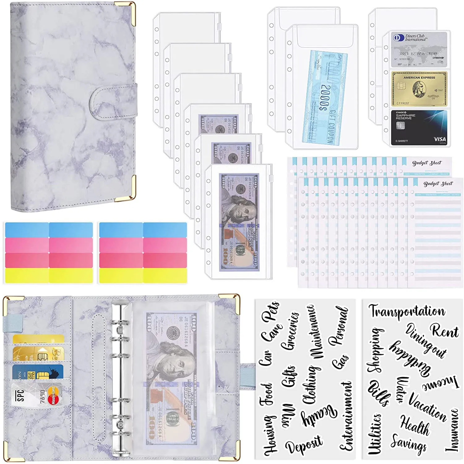 45 шт. бумажные конверты на молнии для экономии денег