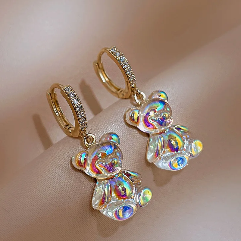 Cute Acrylic Candy Gummy Bear Dangle Earrings for Women Rainbow Bear CZ Hoop Earrings 2022 Korean Fashion Sweet Girl Jewelry Cute Acrylic Candy Gummy Bear Dangle Earrings for Women Rainbow Bear CZ Hoop Earrings 2022 Korean Fashion Sweet Girl Jewelry