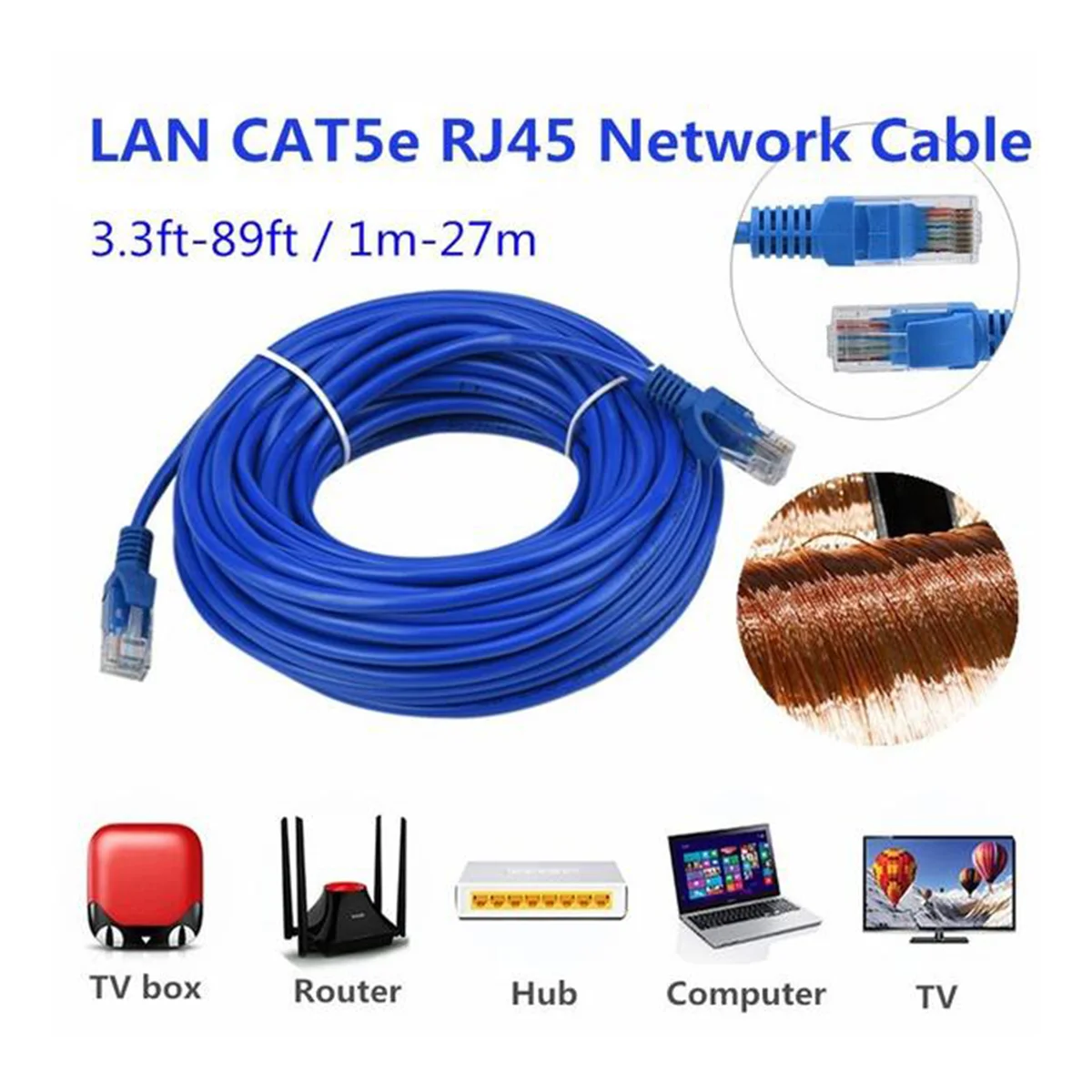 

2M Practical Cord Cable Internet for PC Modem Router (Blue)