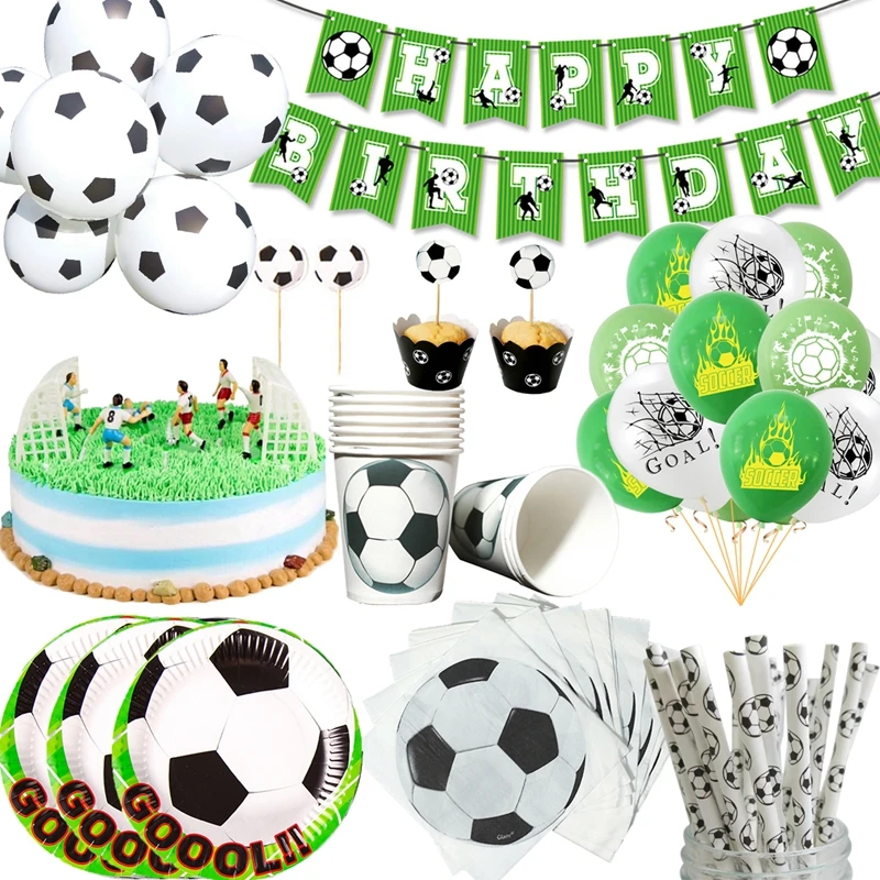 

Green Football Disposable Party Tableware Party Happy Birthday Football Party Boy Baby Shower Kid Sports Soccer Party Supplies