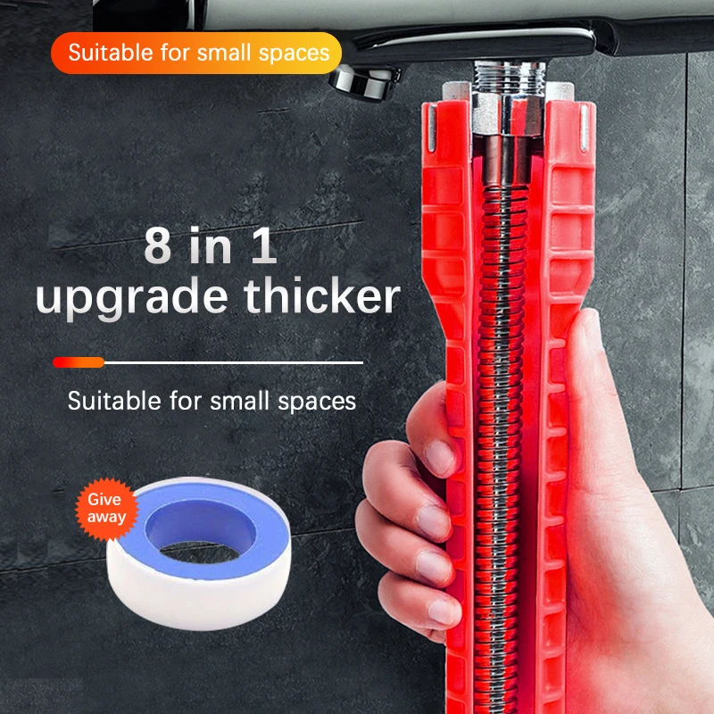 8 In 1 Flume Magic Thickened Wrench Sink Faucet Plumbing Tools Magic Wrench English Key Repair Plumbing Anti-slip Wrench Tool