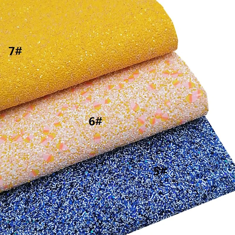 Candy Corns Snowflakes Custom Glitter Leather Sheets Orange Faux Handmade DIY Craft Mini Rolls W148