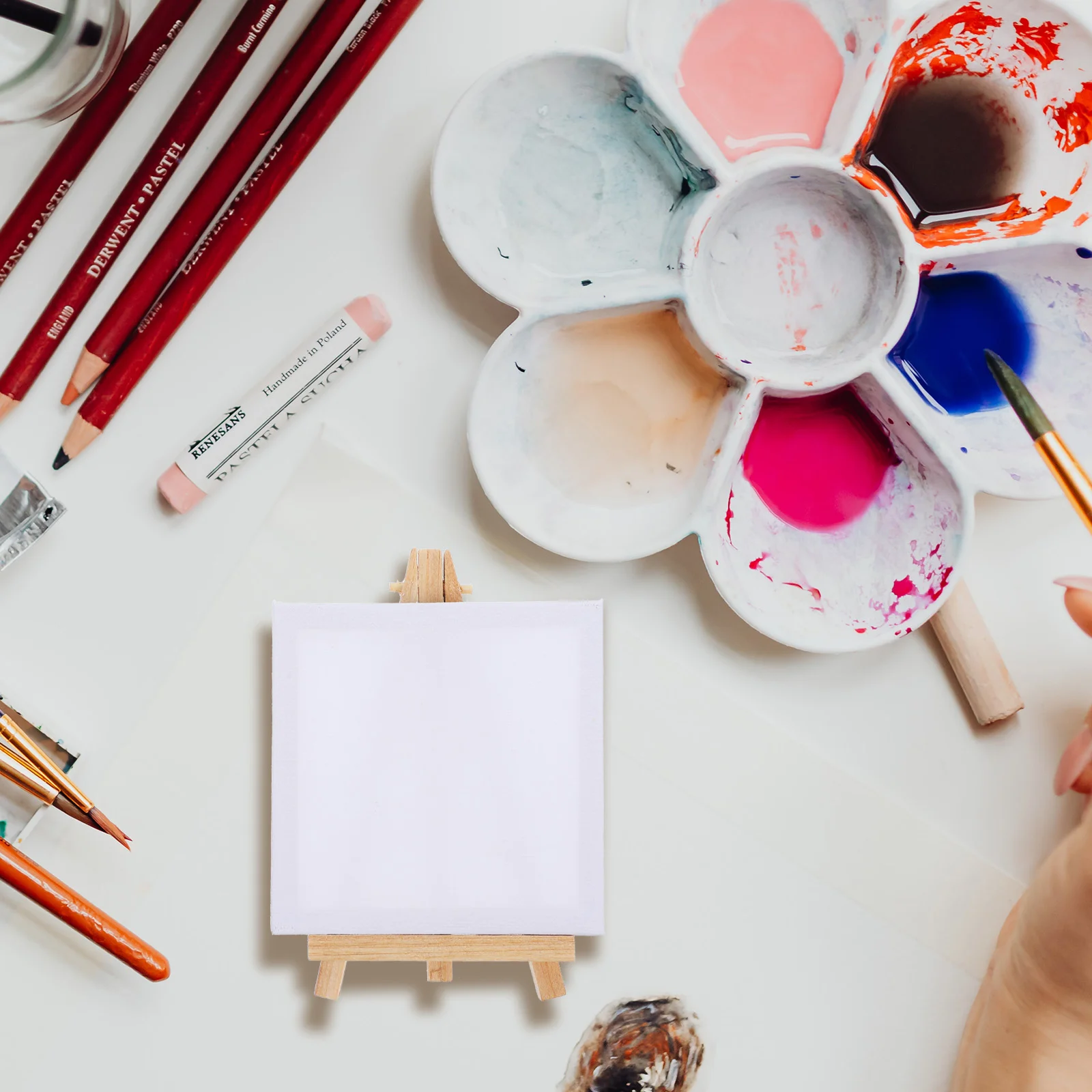 

10 комплектов мини рамки стол мольберты стенд картина холсты отражают дерево маленький дисплей ребенок