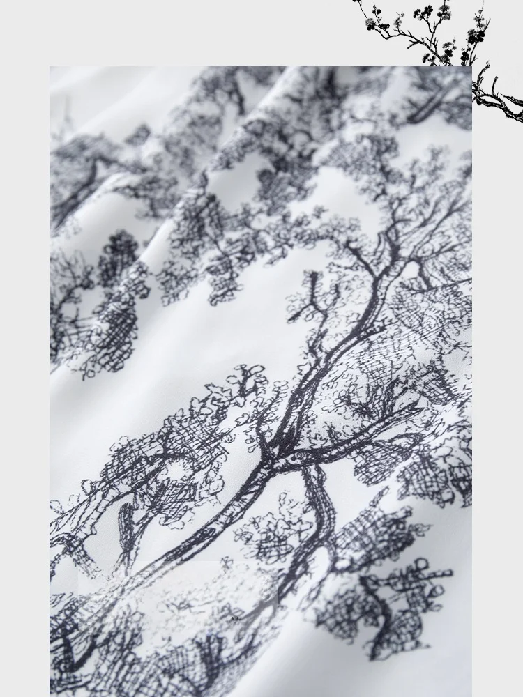  Женский модный комплект National Sle осень 2024 новый принт свободная юбка с рукавами 3/4