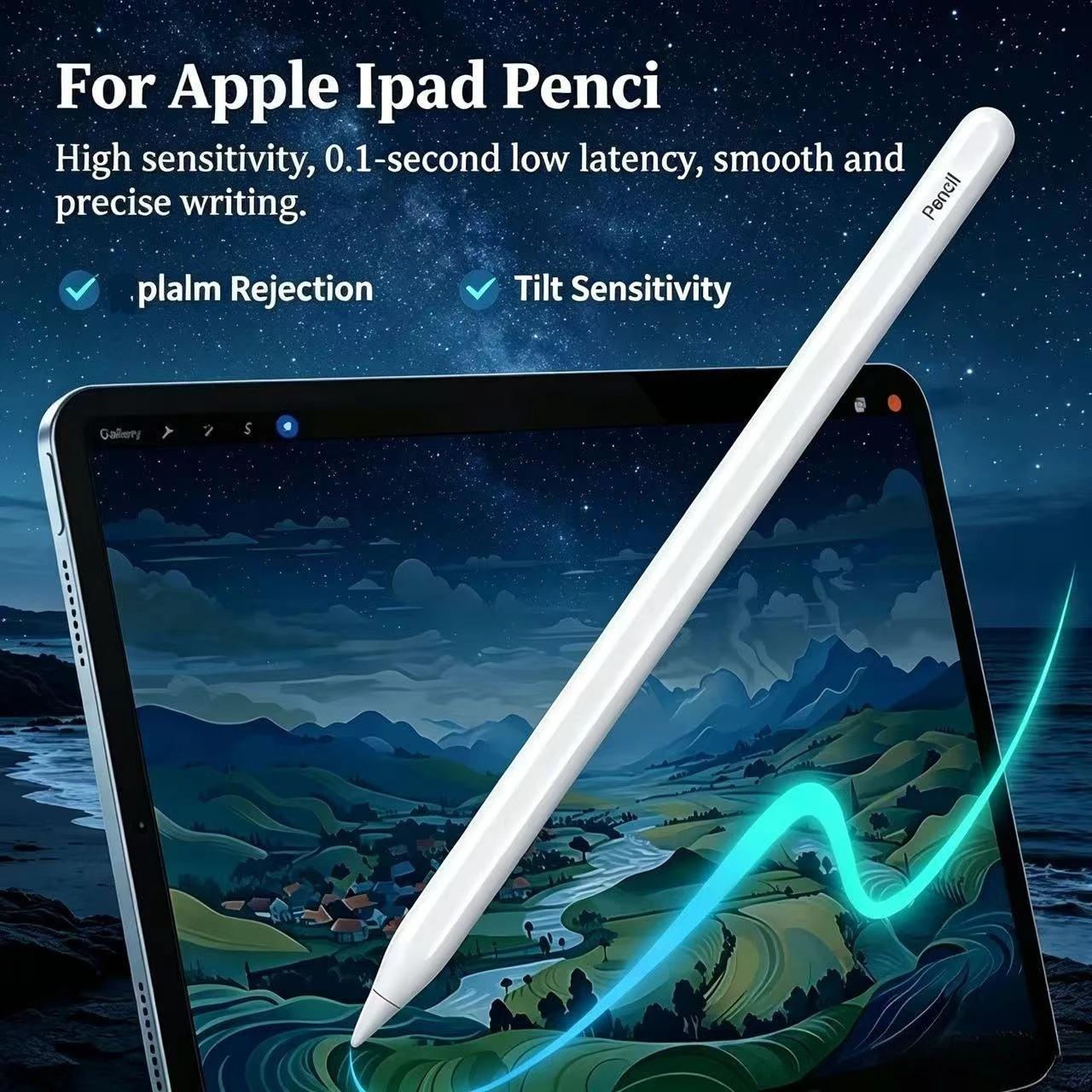 Фото Стилус Bluetooth для iPad A16 11-го поколения Pro 13 M4 Air 4 5 Pro 11 12.9 с чувствительностью к наклону и функцией отклонения ладони, для сенсорных экранов №1