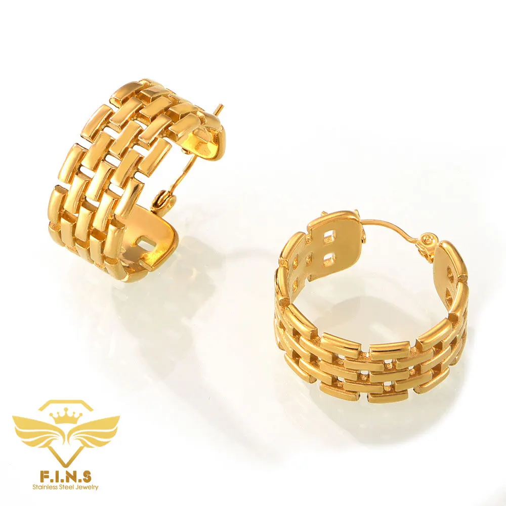 F.I.N.S модные стильные ретро позолоченные серьги-кольца из нержавеющей стали