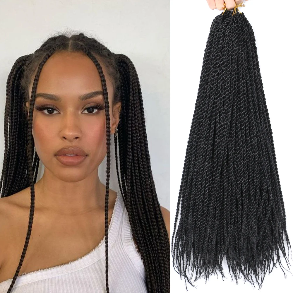 

Dairess Senegalese Twist Hair Synthetic Crochet Braid Hair 18 inch Jumbo Braids Braiding Hair Extensions Black Female Braid