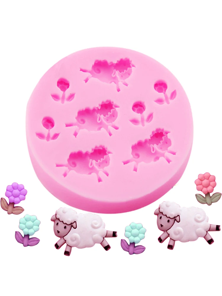4 отверстия, Овечья цветочка, глина для рукоделия, силиконовая форма для помадки, форма для смолы, форма для сладостей, форма для сладостей M083 (art.: 3920bf35328c8) - 3920bf35328c8