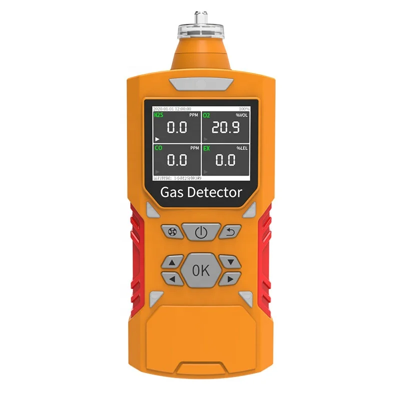 

Pulitong Portable Multi 4 Gas Detector Gas monitor Meter with Micro Clip (H2S O2 CO Ex ) for Safety | Color Display | Pump-Type