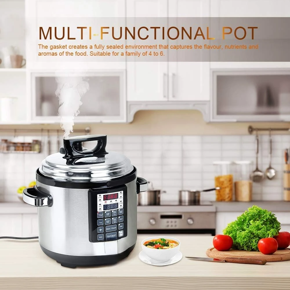 

8 IN 1 Pressure Cooker MultiUse Programmable Instant Cooker Pressure Pot with Slow Cooker, Rice Cooker, Steamer, Sauté, Yogurt,