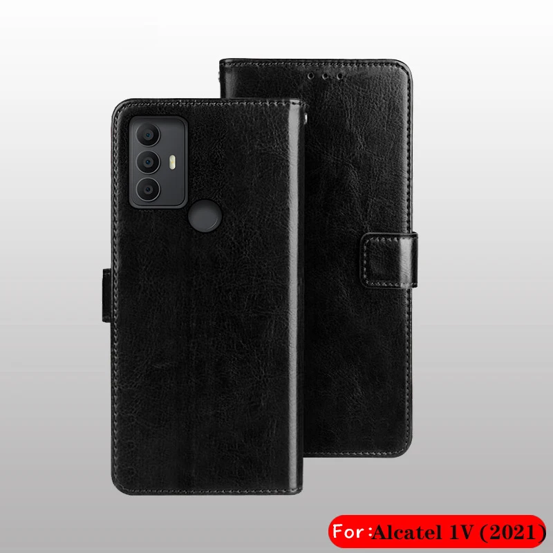 

Anti-knock Plain Wallet Cover For Carcasas Alcatel 1 1A 1L Pro 1S 3L 2021 Flip Case чехол на Alcatel 1V 2021 Hoesje Coque Fundas