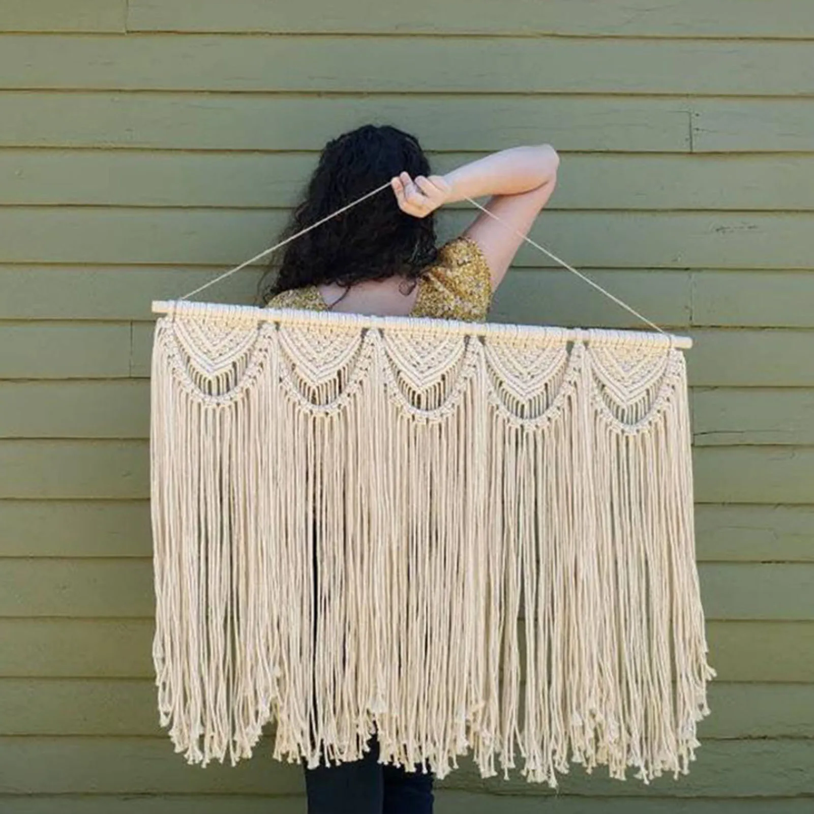 

Macrame Wall Hanging Tapestry With Tassels Woven Boho Fring Tapestry Handmade Decoration Large Macrame Wall Decor