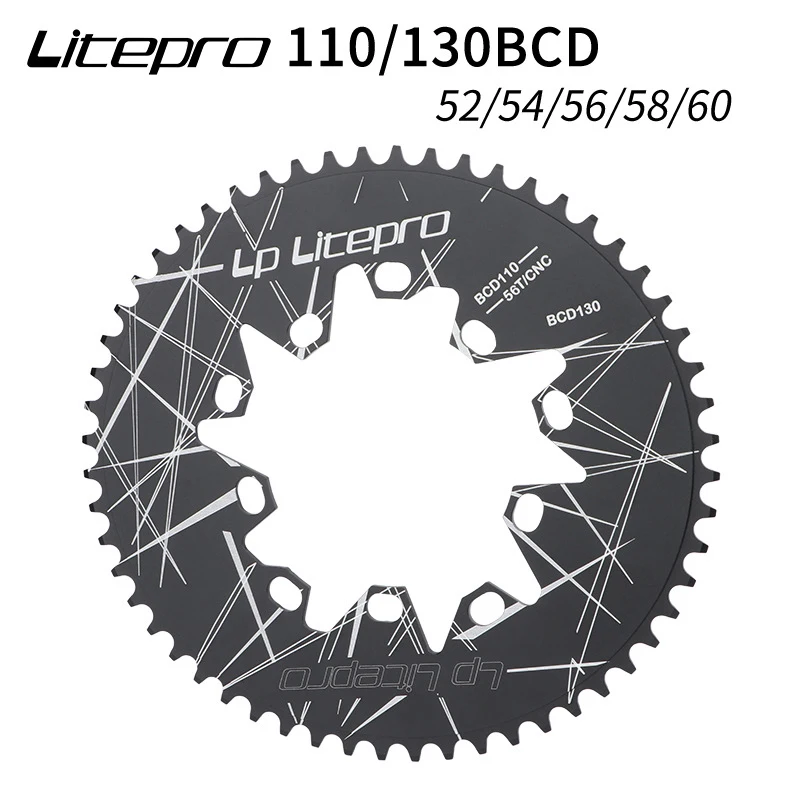 

Litepro Double Oval Disc Chainring 130/110 BCD 52/54/56/58/60T Road Folding Bicycle Aluminum alloy Chainwheel Cycling Parts