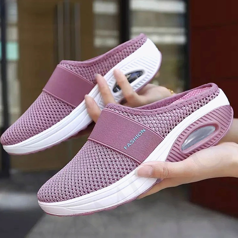

2022 Women Sandals Fashion Wedges Platform Shoes Female Slides Ladies Slippers Breathable Mesh Lightweight Ladies Footwear