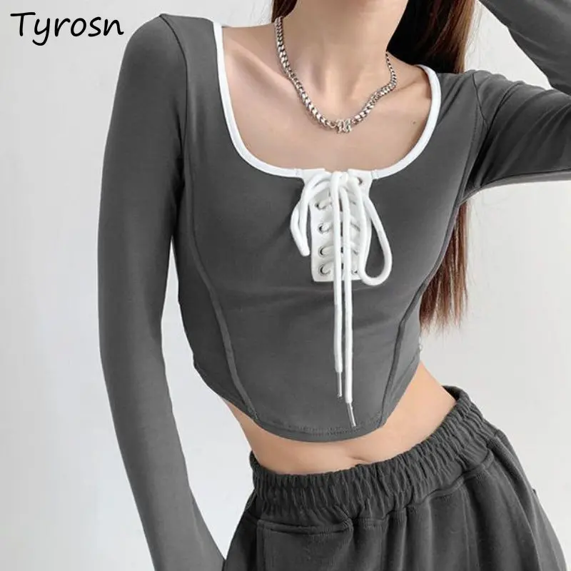 

Женские облегающие футболки с завязками, подчеркивающие индивидуальность, креативные, для отдыха, для девушек, укороченные, соблазнительны...