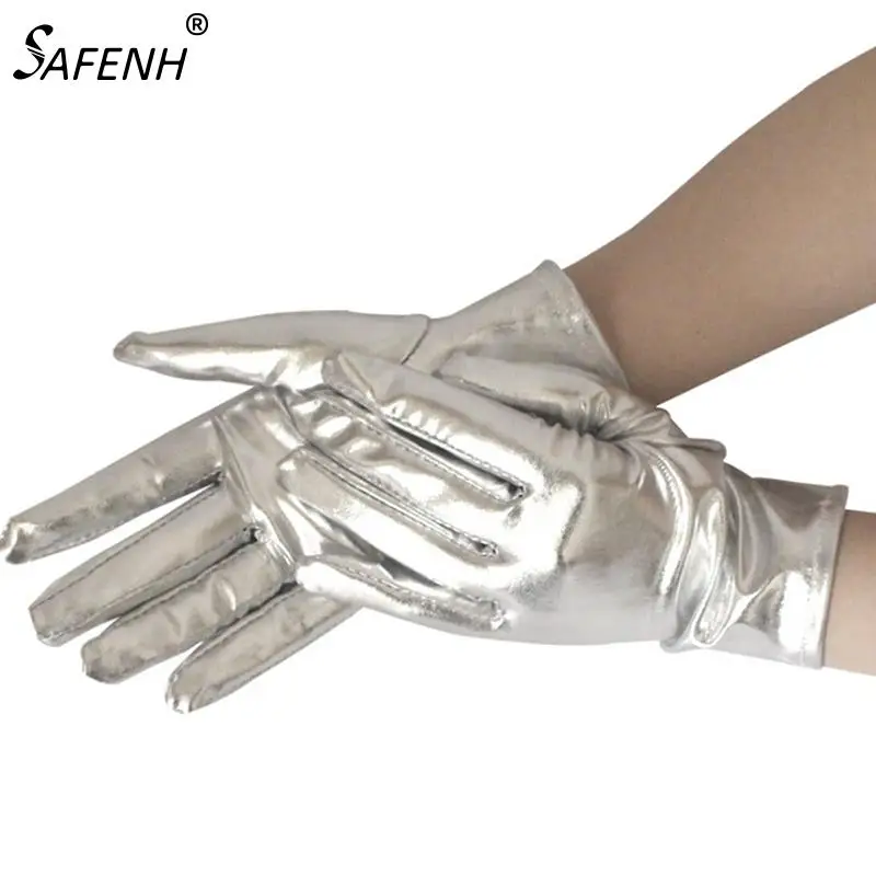 

Перчатки женские латексные, серебристые, металлические, мокрые, для вечевечерние, выступлений