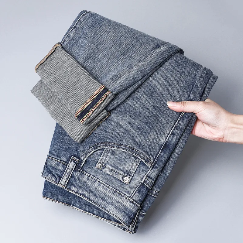 Новинка весна-лето 2024 мужские джинсы простота высококлассные Стрейчевые прямые