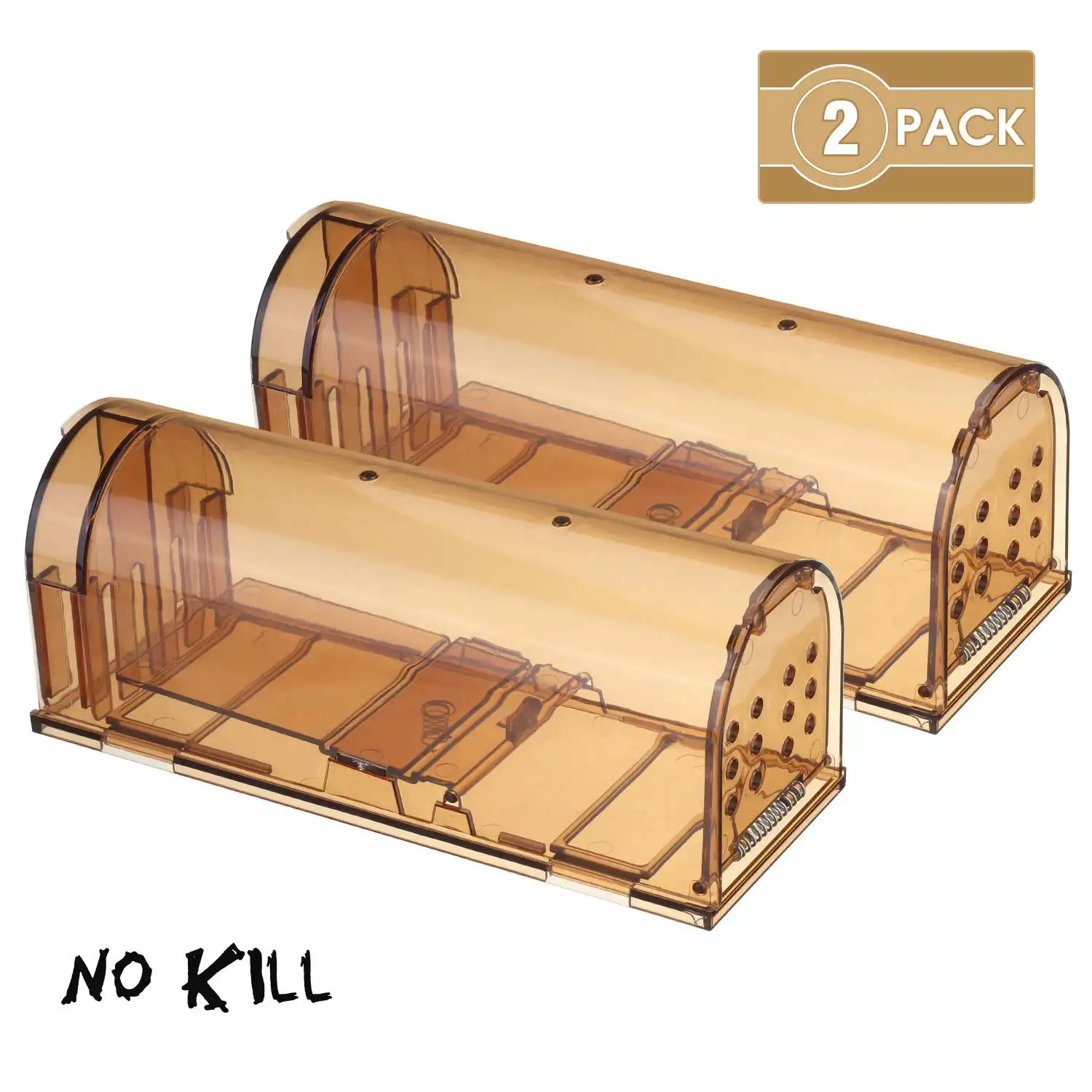 

2Pcs Reusable Humane Indoor Outdoor Rat Trap Smart Self-locking Mousetrap Safe Firm Transparent Household Mouse Catcher