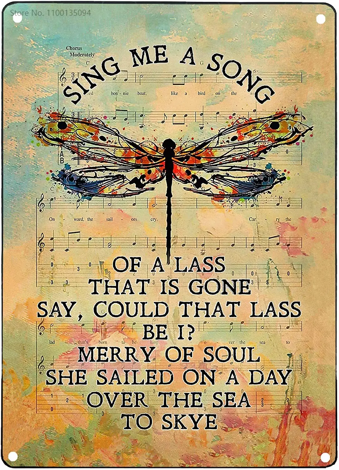 

Tin Sign Vintage Skye Boat Song For Fan Outlander Sing Me A Song Of A Lass Hippie Dragonfly Unframed Metal Sign, Most iconic