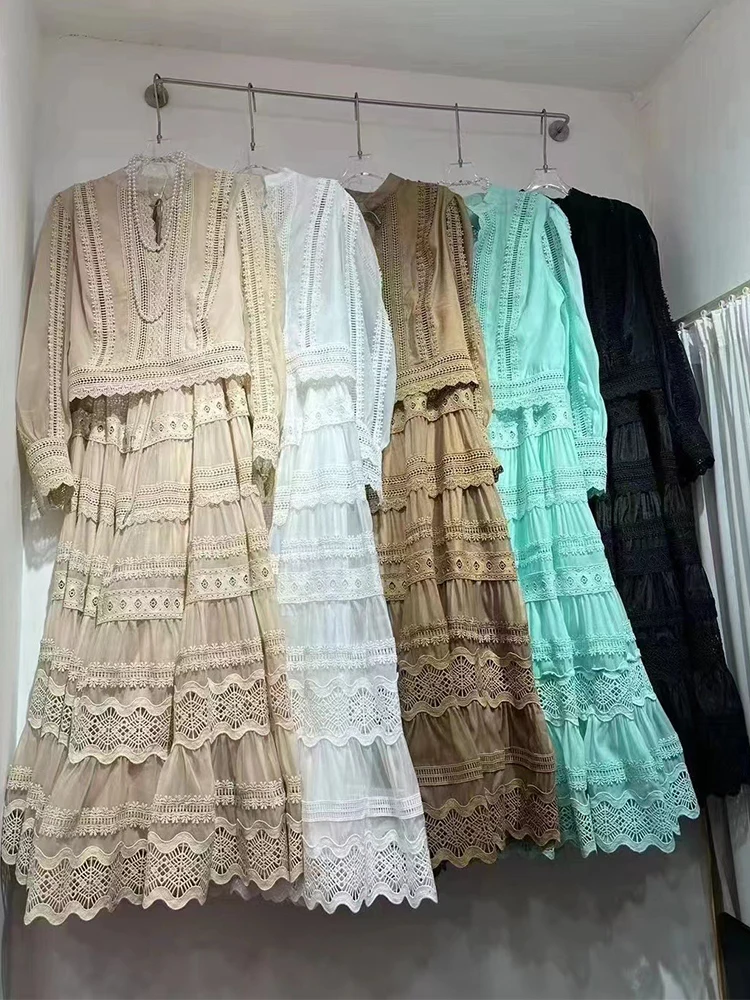 Весенняя женская новая кружевная рубашка с длинными рукавами в стиле ретро