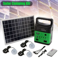 Solar Generator System Kit with 3 LED Blubs Remote Control Radio FM 10W Solar Panel LED Lighting for Outdoor Camping Tent