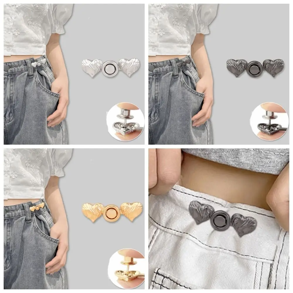

Removable Waist Buckle Button Clasps Cute Alloy Love Heart Adjustable Waist Clip DIY Adjustable Women