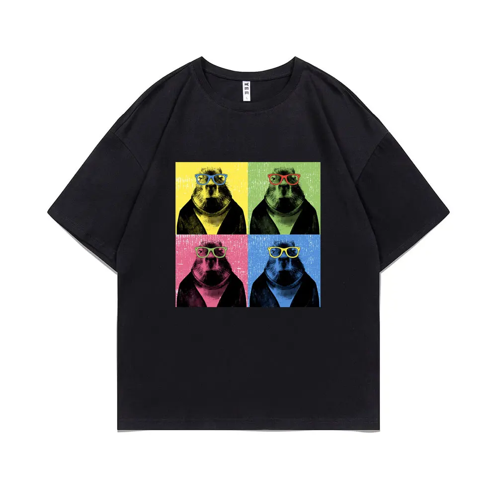 

Capybara Pop Art Aesthetic Tshirt Capybaras In Sun Glasses Funny Graphic T-shirts Men Women Fashion Casual Tees Unisex T Shirt