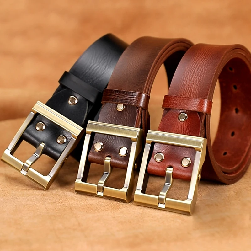 Men Belt Male High Quality Leather Belt Male Genuine Leather Strap Luxury Pin Buckle Fancy Vintage Jeans  Waistband Waist Belt