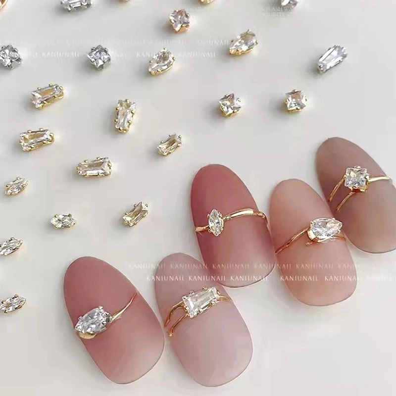 2022 дизайн ногтей коготь бриллиант серебро/золото Капля воды конский глаз Циркон