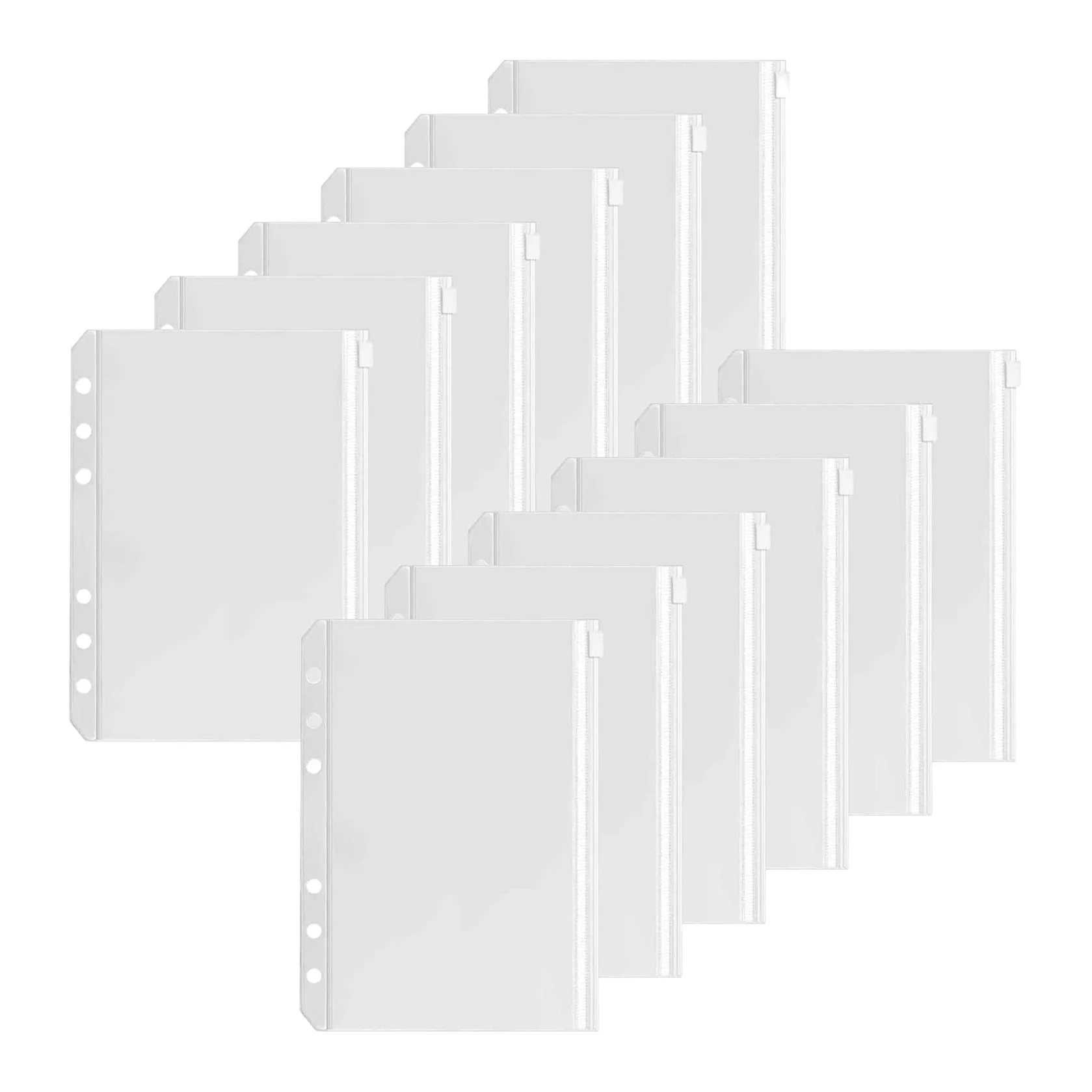

12 Pcs A5 Binder Pockets Binder Zipper Folders For 6-Ring Notebook Binder Loose Leaf Insert Bags Waterproof Pouch