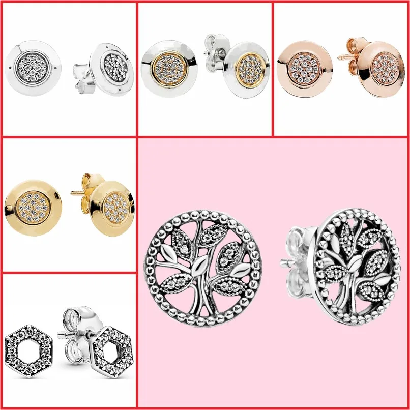 

2022 Luxury S925 Sterling Silver Shining Cz Marks The Tree Of Life Original Female Pan Earrings Fit Wedding Gifts Charm Jewelry