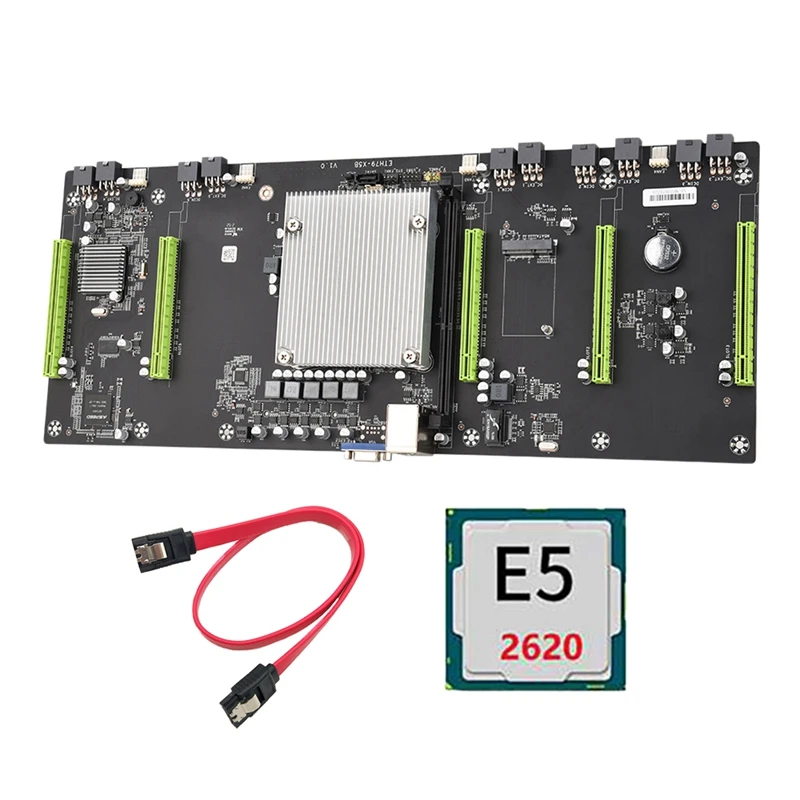 

ETH79-X5B BTC Mining Motherboard With E5 2620 CPU+SATA Cable LGA2011 DDR3 RAM 5 PCIE16X Slot 80Mm SATA2.0+MSATA For 3060