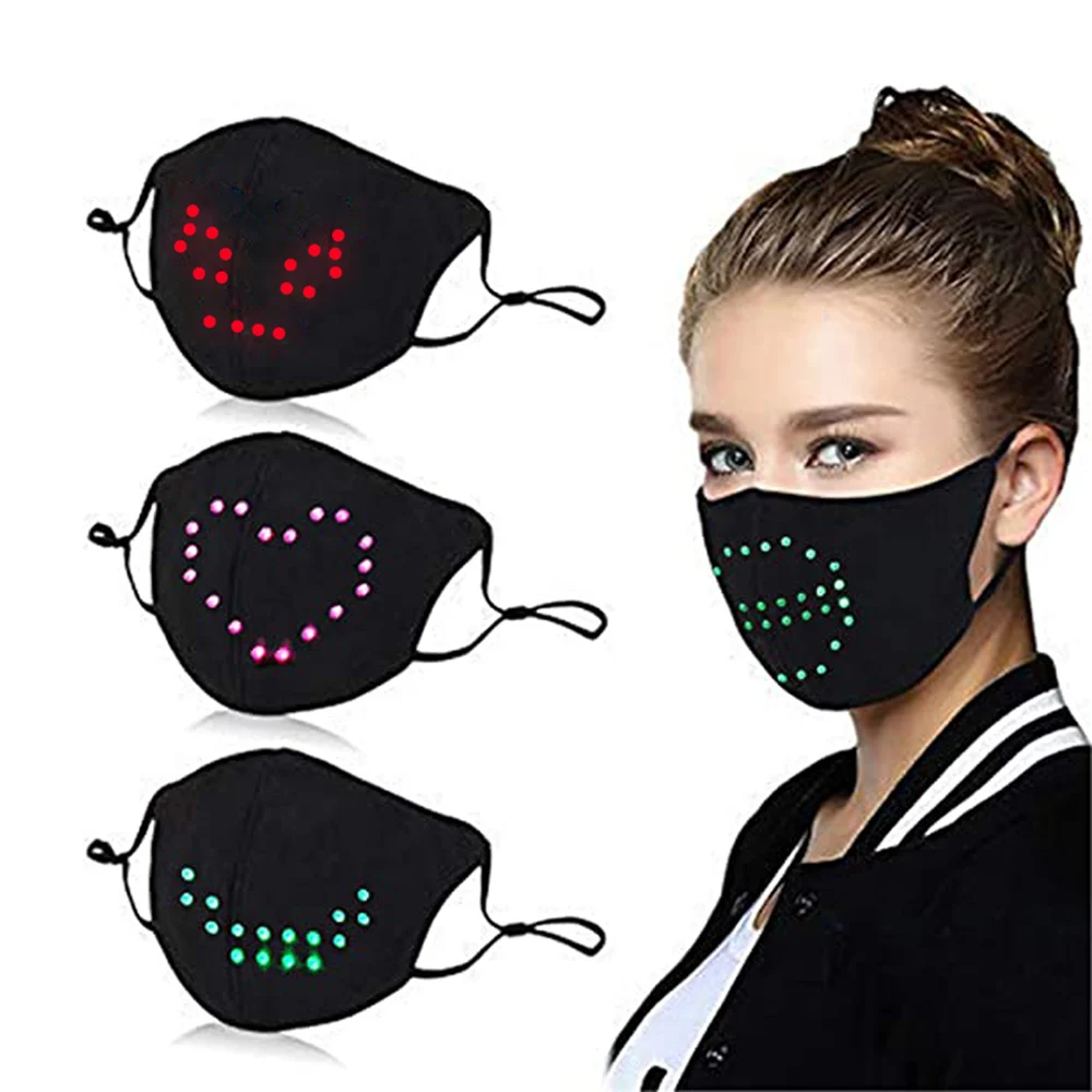 Маска Led Голосовое управление DJ светильник USB зарядка с 5 многоразовые Косплей