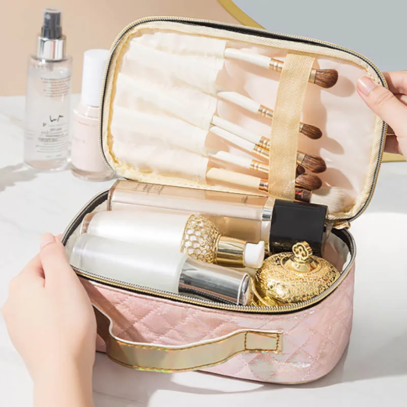 

Makeup Bags High-capacity 21*8*13cm Storage bag PU Storage box Zipper Design Toiletries