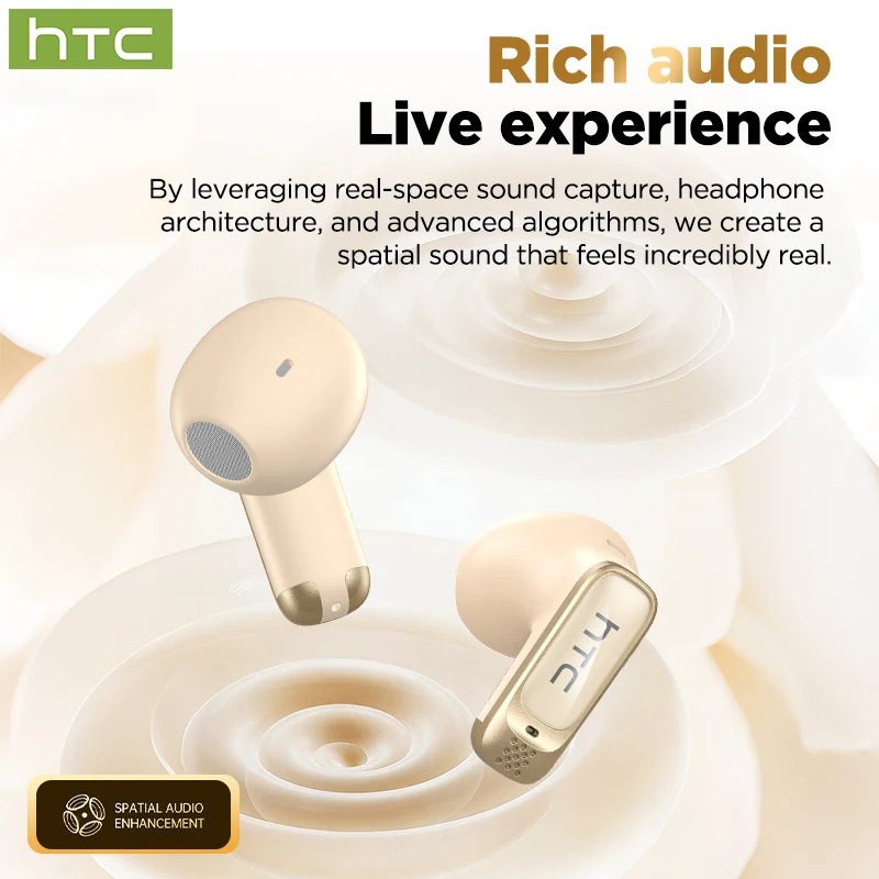 Фото Беспроводные наушники HTC NE72 Bluetooth TWS с ИИ-переводом, комфортные спортивные внутриканальные наушники с ультрадолгим временем автономной работы №5
