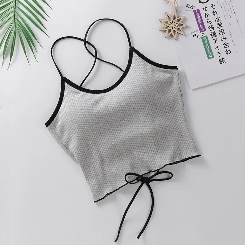 

Сексуальный женский топ в рубчик с лямкой на шее, бандажный укороченный топ, красивое нижнее белье на тонких бретелях, мягкое удобное нижнее белье