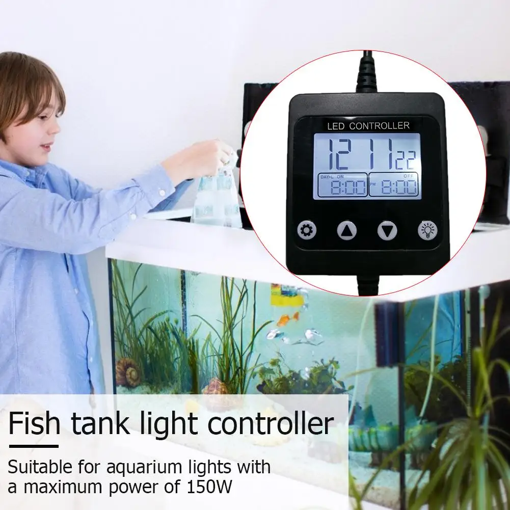 

Aquarium LED Light Controller Dimmer Modulator with LCD Display for Fish Tank Intelligent Timing Dimming System Sunrise&Sunset