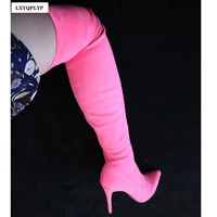 lengthened stovepipe over the knee boots elastic suede pointed toe nightclub party new fashion sexy four seasons womens boots