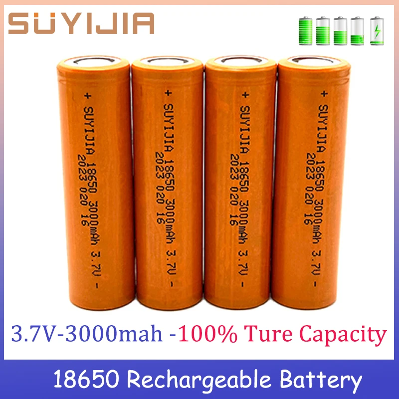 

SUYIJIA 18650 Battery 3.7V 3000mAh Rechargeable Li-Ion Lithium Power Batteries Discharge 20A Batteria Cells for Torch Flashlight