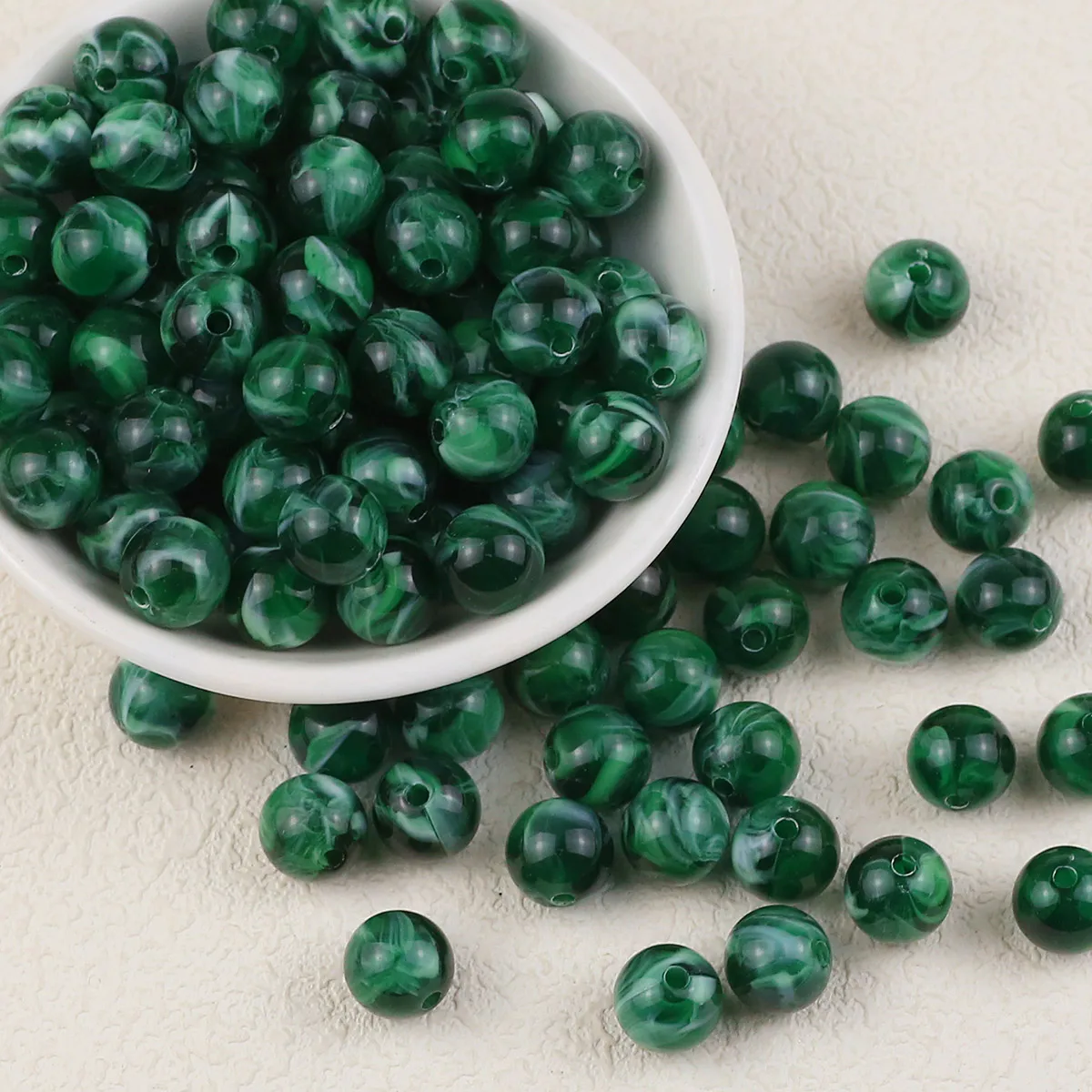 Темно-зеленый круглый шар акриловый спейсер свободные бусины для ювелирных