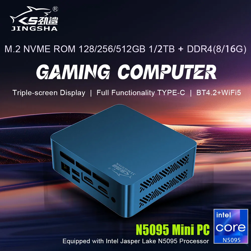 JINGSHA Мини-ПК Intel Celeron N5095 Настольный игровой компьютер 8 ГБ 16 DDR4 128 256 512 1 ТБ 2 NVME SSD WIFI5