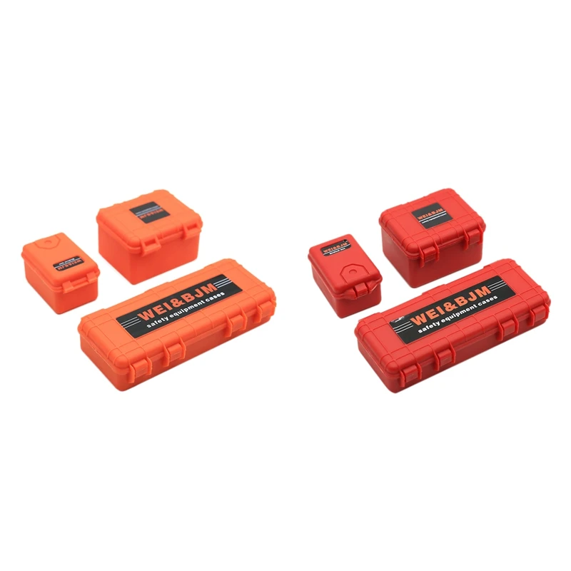

6Pcs Plastic Rc Car Storage Box Decoration Tool For Traxxas Trx4 Axial Scx10 90046 D90 1/10 Rc Crawler Accessories Orange & Red
