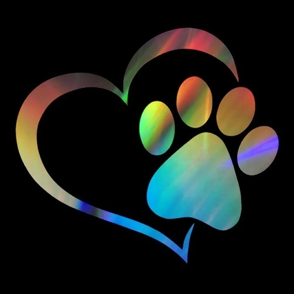 

Paw Cute Dog with Peach Heart Car Sticker Cartoon Animal Take Dog Cat Love Pet Car Sticker