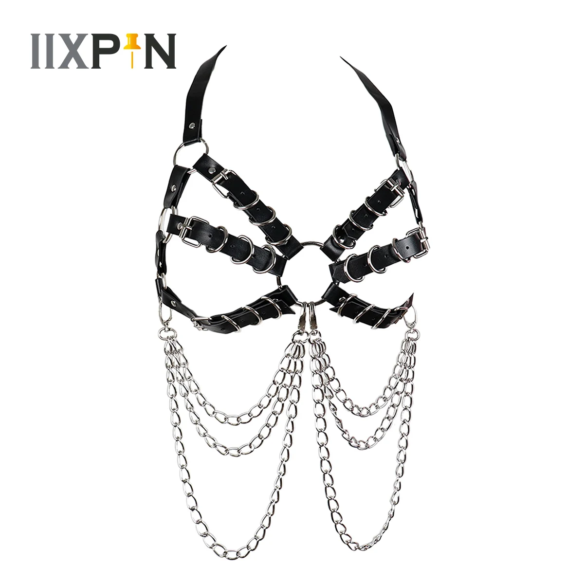 

Punk Waist Chain Belt Goth Bra Chain Sexy Body Chest Harness for Women PU Leather Garter Belts Rave Cosplay Clothing Accessories