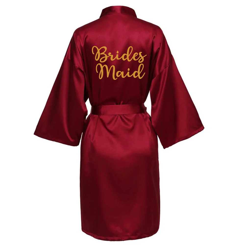 

Wedding Party Team Bride Robe Kimono Satin Pajamas Bridesmaid Bathrobe ZH013